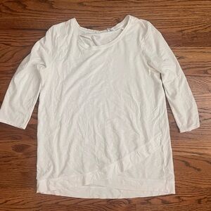 Sigrid Olsen White Relaxed 3/4 Sleeve Casual Tee - Medium